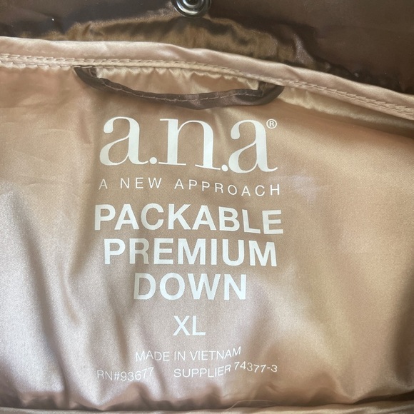 a.n.a Down Puffer Jacket Packable Hooded Bronze Brown Sz XL Winter Versatile - Picture 14 of 15